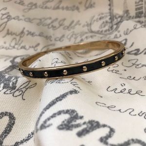 KATE SPADE || Black Inlaid Enamel Gold Ball Bangle Bracelet size 7 1/2